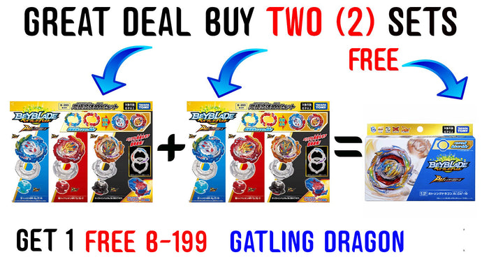IN STOCK 2 (TWO)-Beyblade  Burst Dynamite Battle B-203 OVERDRIVE SET-GET 1 FREE BEY OF CHOICE!